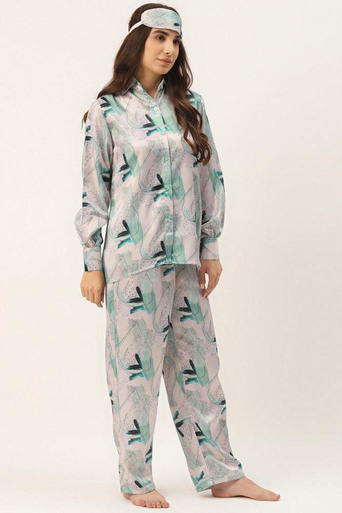 Load image into Gallery viewer, ABSTRACT TEAL GREEN NIGHTWEAR SET