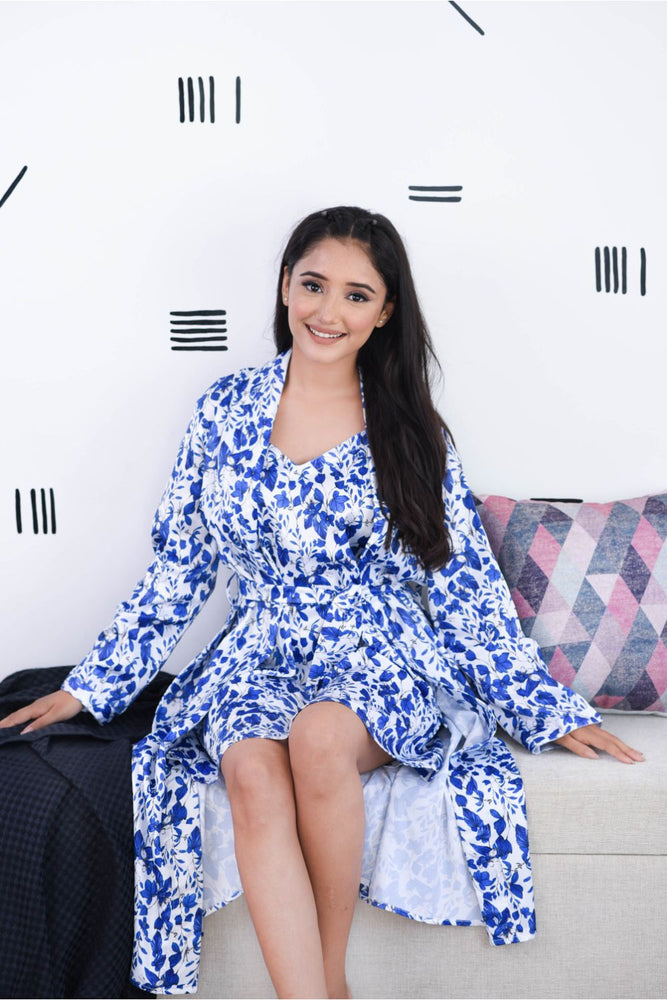Load image into Gallery viewer, FORGET ME NOT - SLIP DRESS & ROBE NIGHTWEAR SET