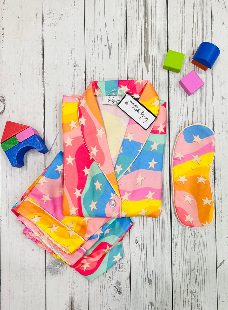 Load image into Gallery viewer, Rainbow Stars Kids Nightwear Set