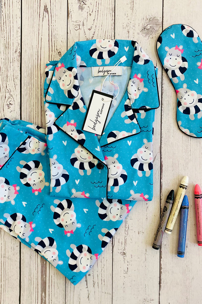 Load image into Gallery viewer, Swimming Hippos Kids Nightwear Set