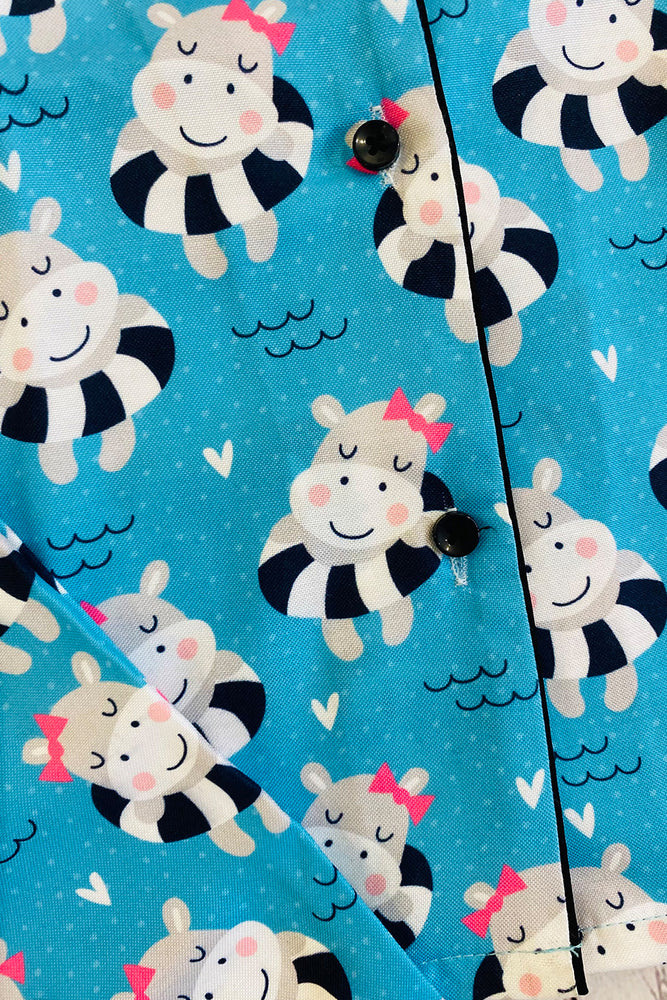 Load image into Gallery viewer, Swimming Hippos Kids Nightwear Set