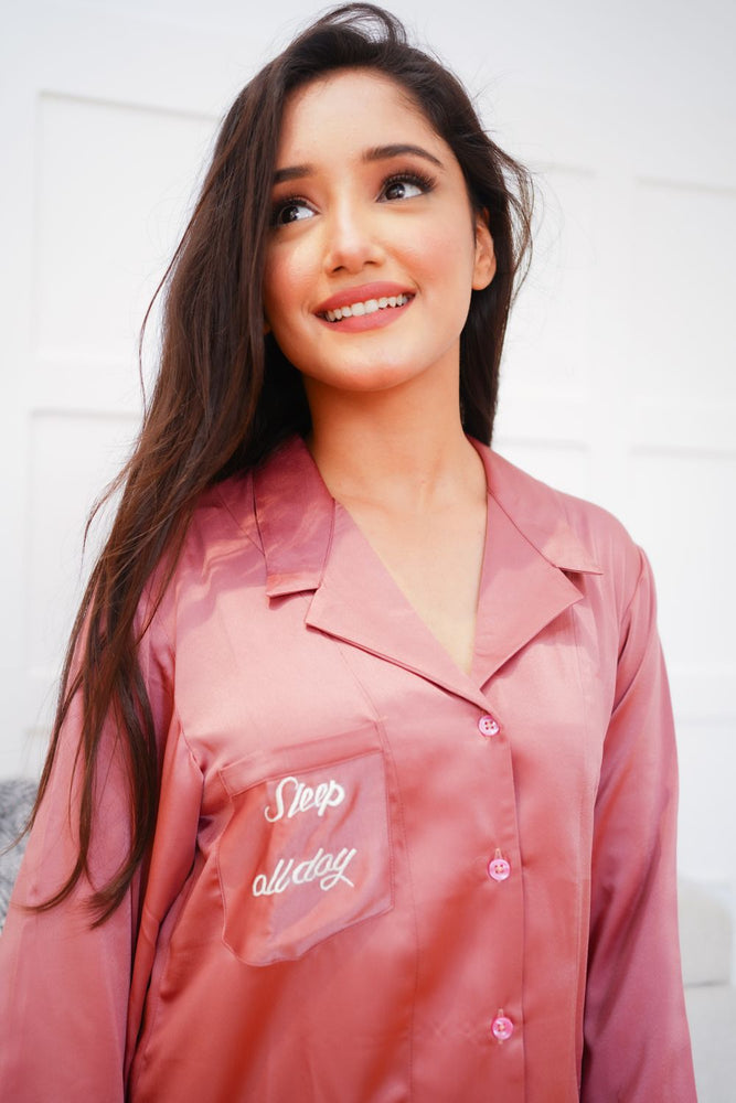 Load image into Gallery viewer, SLEEP ALL DAY : ROSE PINK NIGHTWEAR