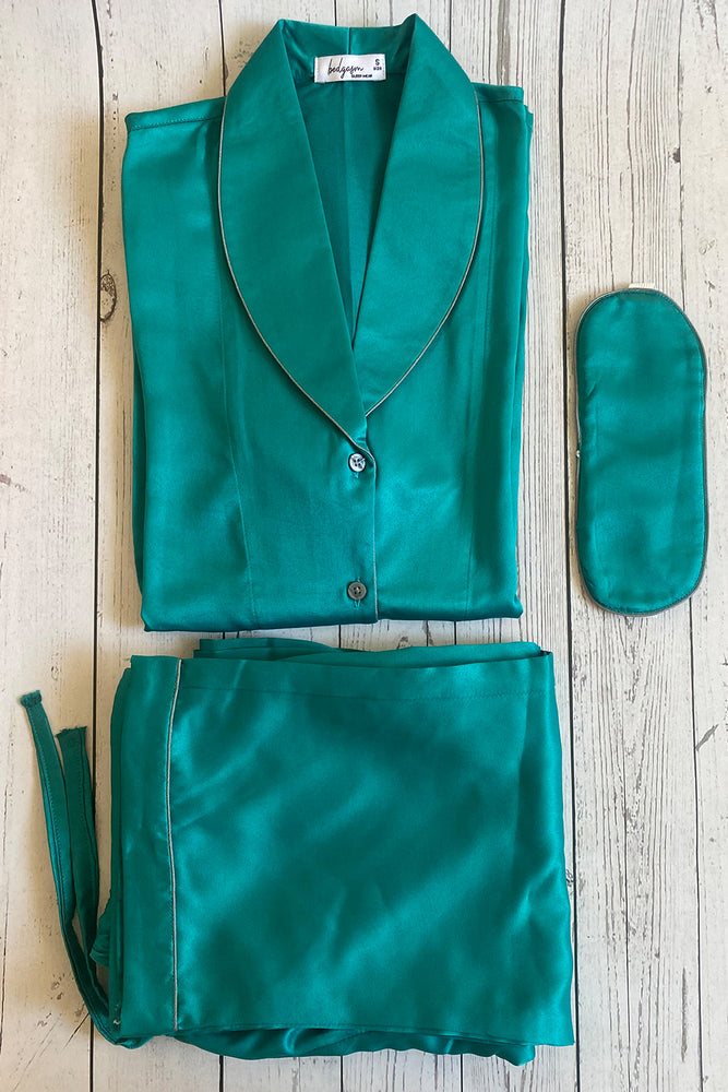 Load image into Gallery viewer, Teal Satin Nightwear Set