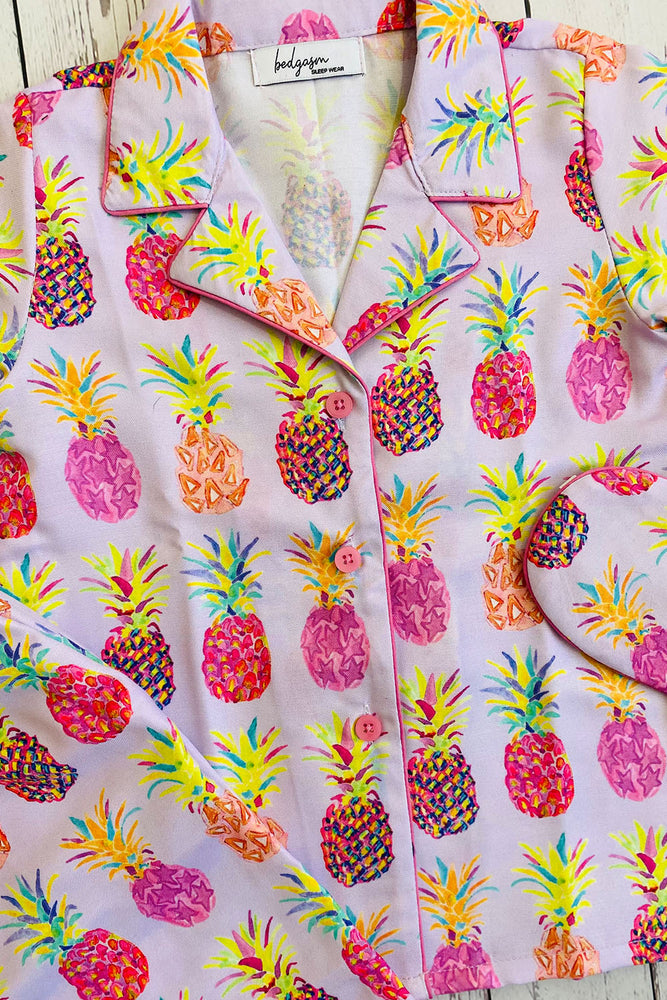 Load image into Gallery viewer, Lilac Pineapple Kids Nightwear Set