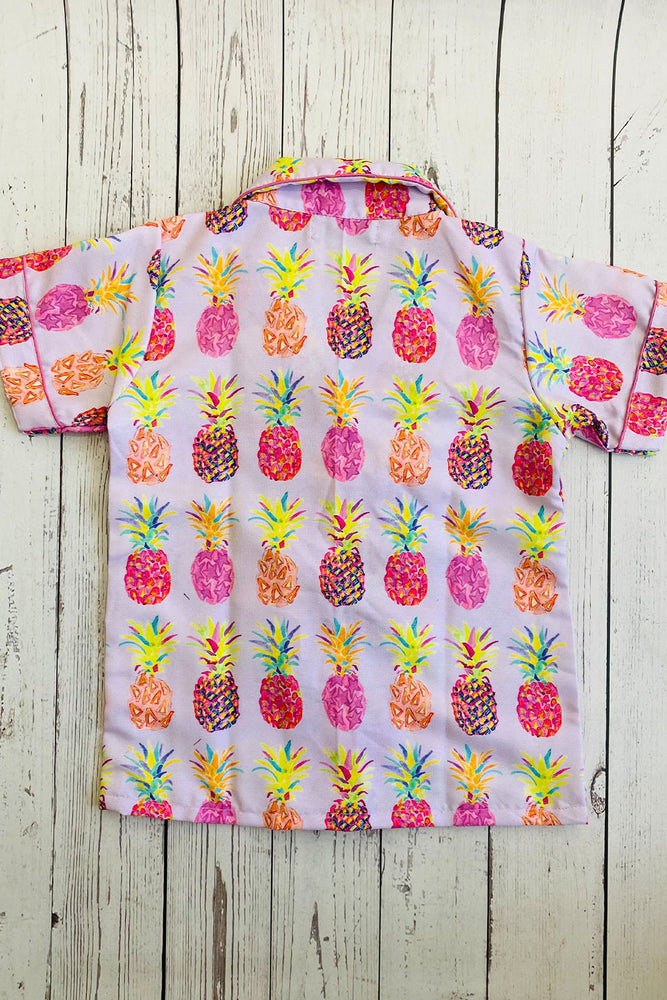 Load image into Gallery viewer, Lilac Pineapple Kids Nightwear Set