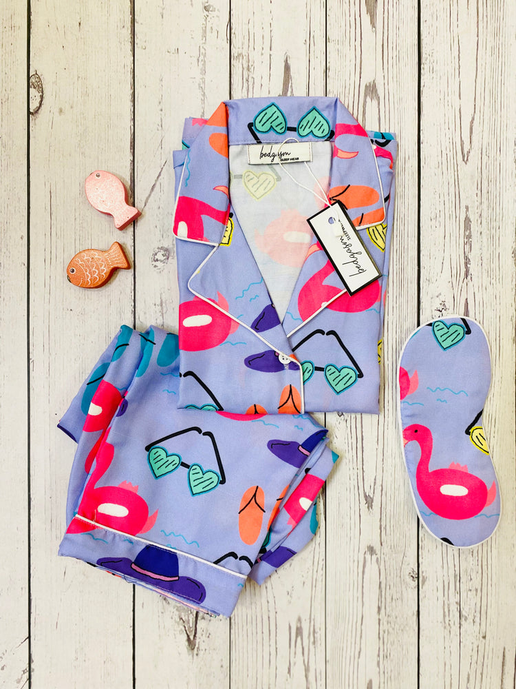 Load image into Gallery viewer, Flamingo Float Kids Nightwear Set