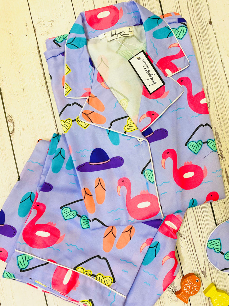 Load image into Gallery viewer, Flamingo Float Kids Nightwear Set