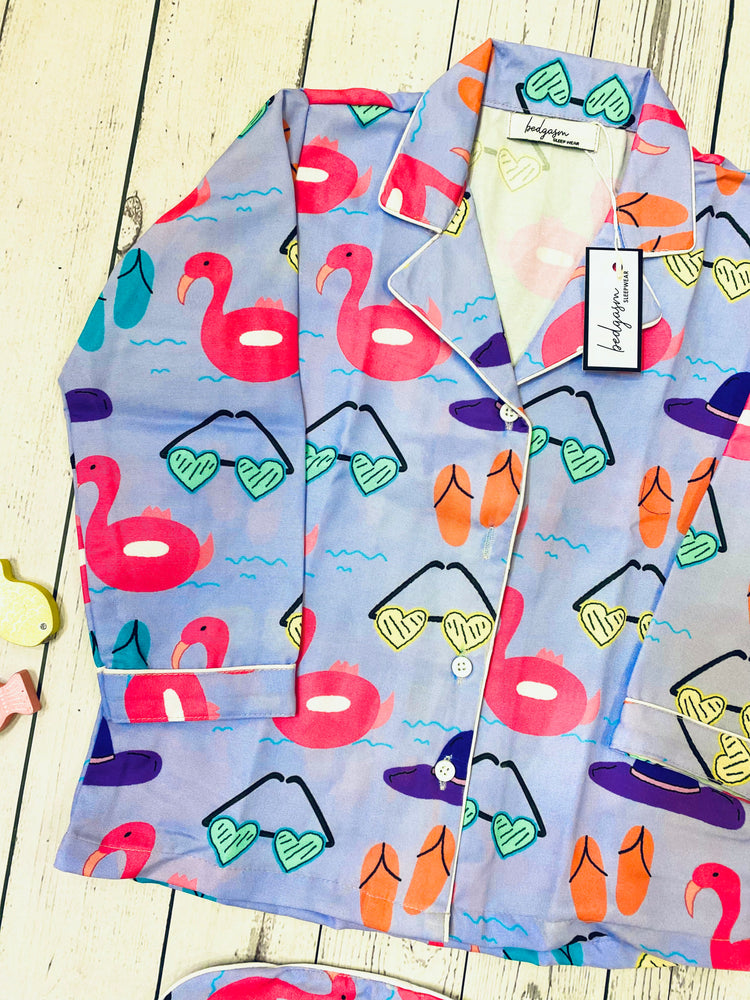 Load image into Gallery viewer, Flamingo Float Kids Nightwear Set