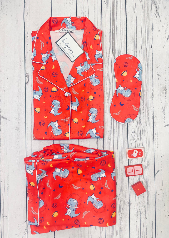 Load image into Gallery viewer, Dino in a Suit Men Nightwear Set