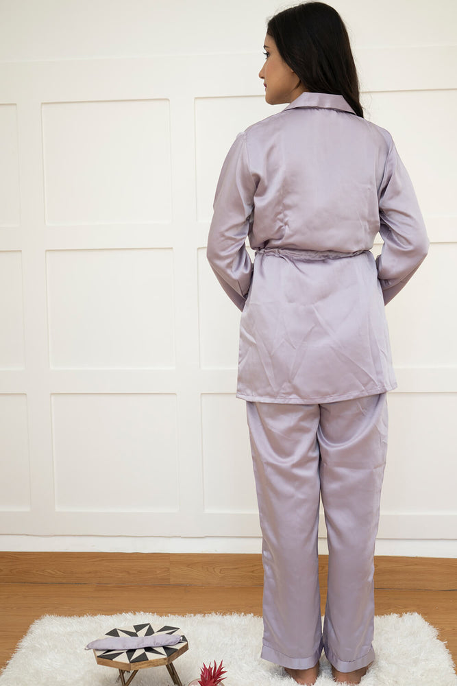 Load image into Gallery viewer, LILAC - TIE LUXE SATIN NIGHTWEAR SET