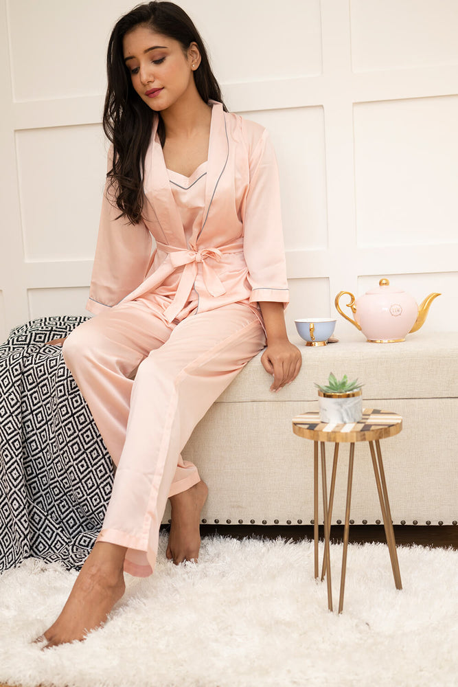 Load image into Gallery viewer, SHORT ROBE + SPAGHETTI SET NIGHTWEAR SET