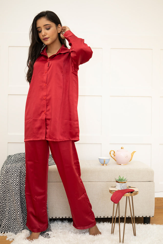 Load image into Gallery viewer, ROUGE LUXE SATIN NIGHTWEAR SET