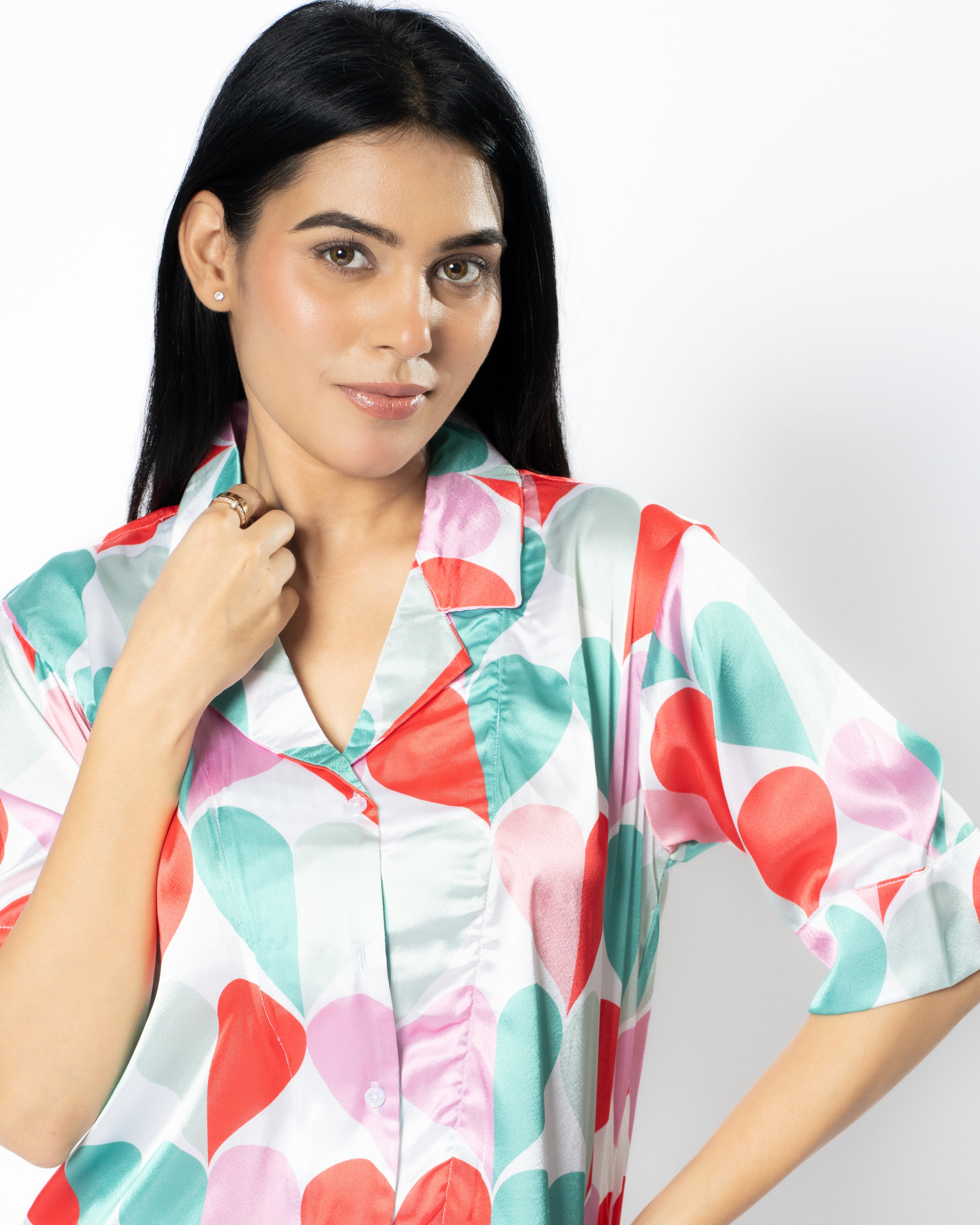 Heart's Delight Satin Women Nightwear Set