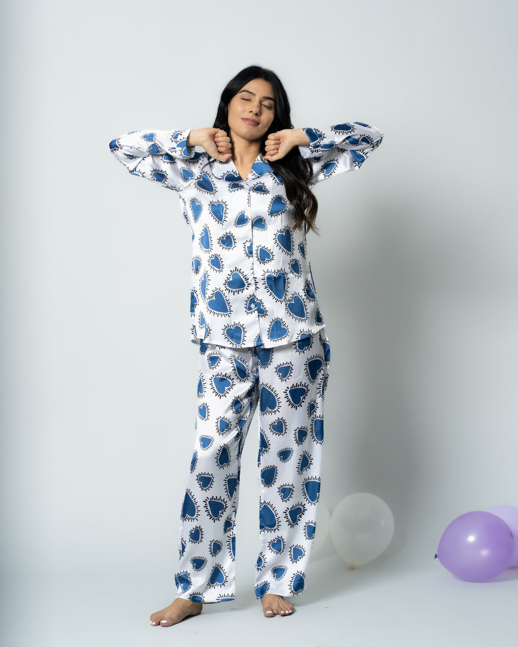 Heartburst Satin Nightwear Set