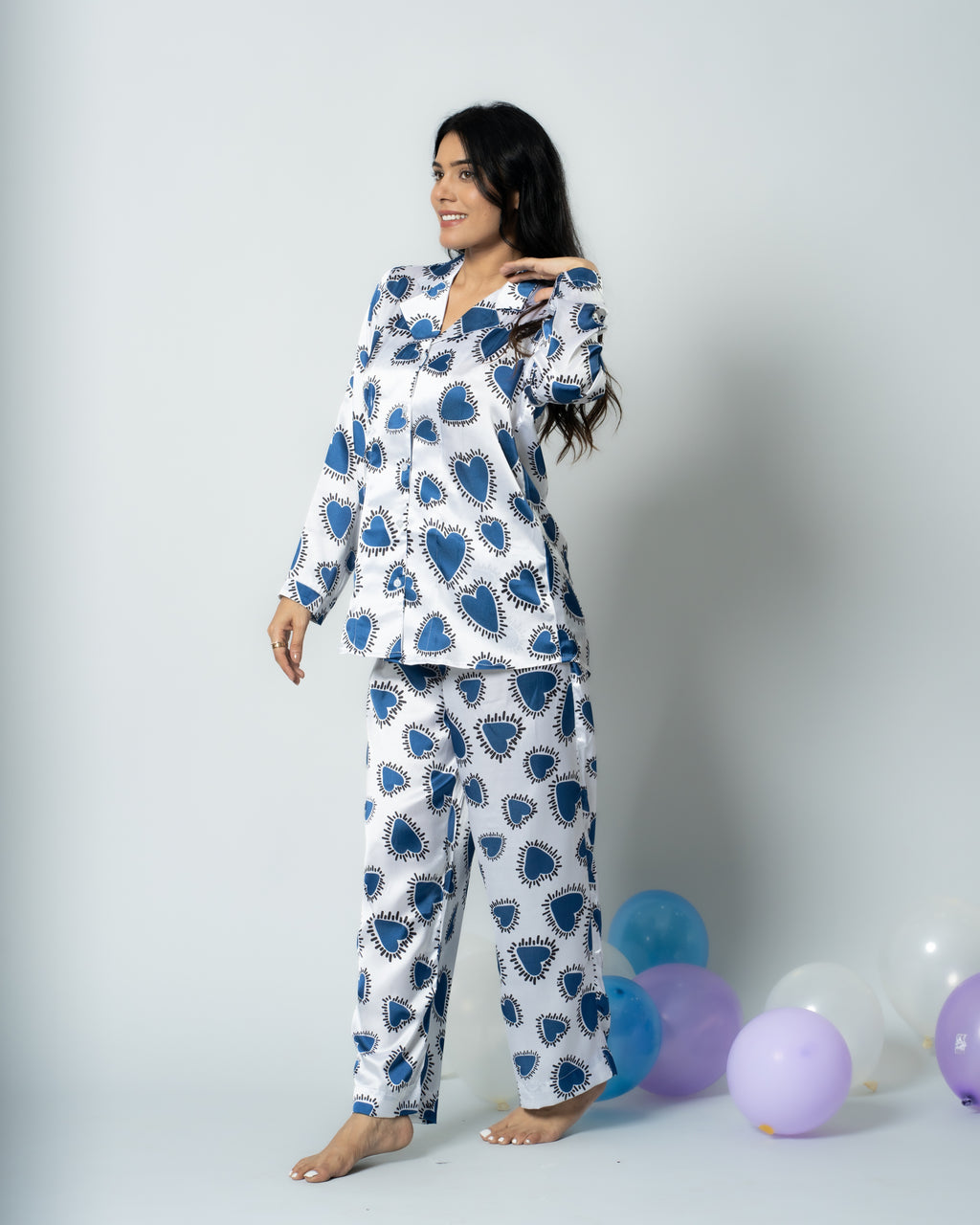 Heartburst Satin Nightwear Set