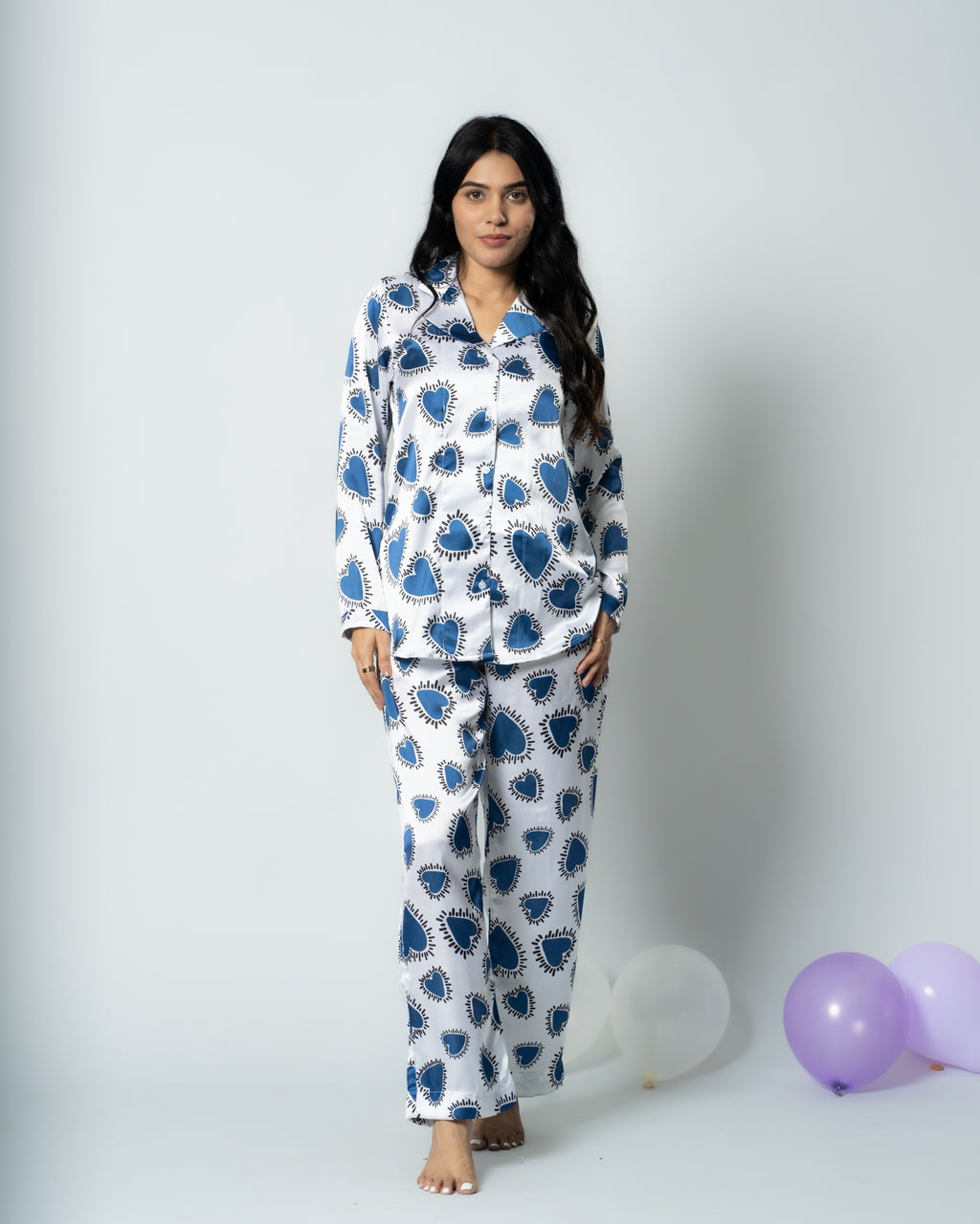 Heartburst Satin Nightwear Set