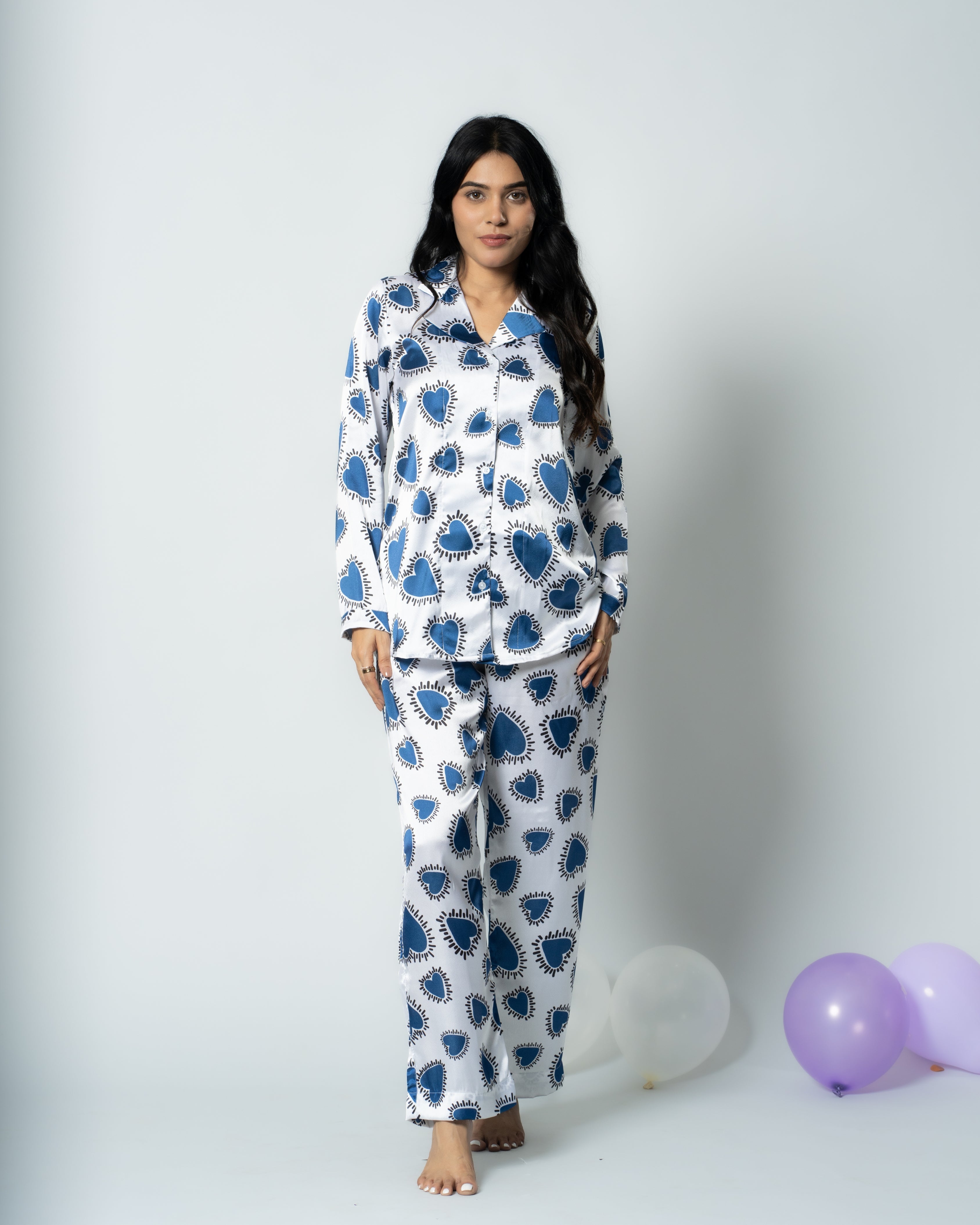 Heartburst Satin Nightwear Set