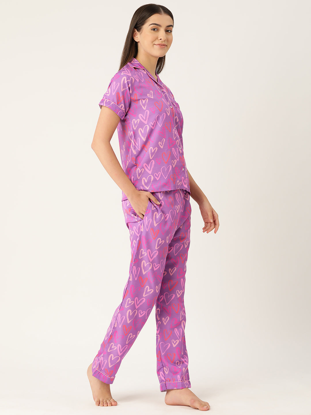 Purple Hearts Nightwear Set
