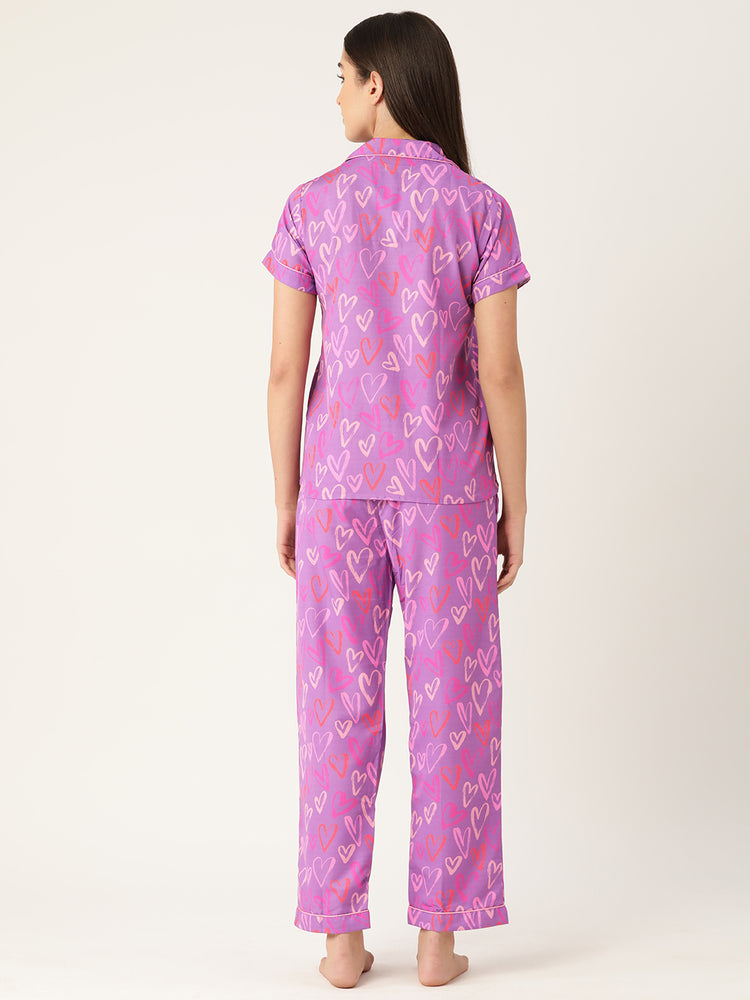 Load image into Gallery viewer, Purple Hearts Nightwear Set
