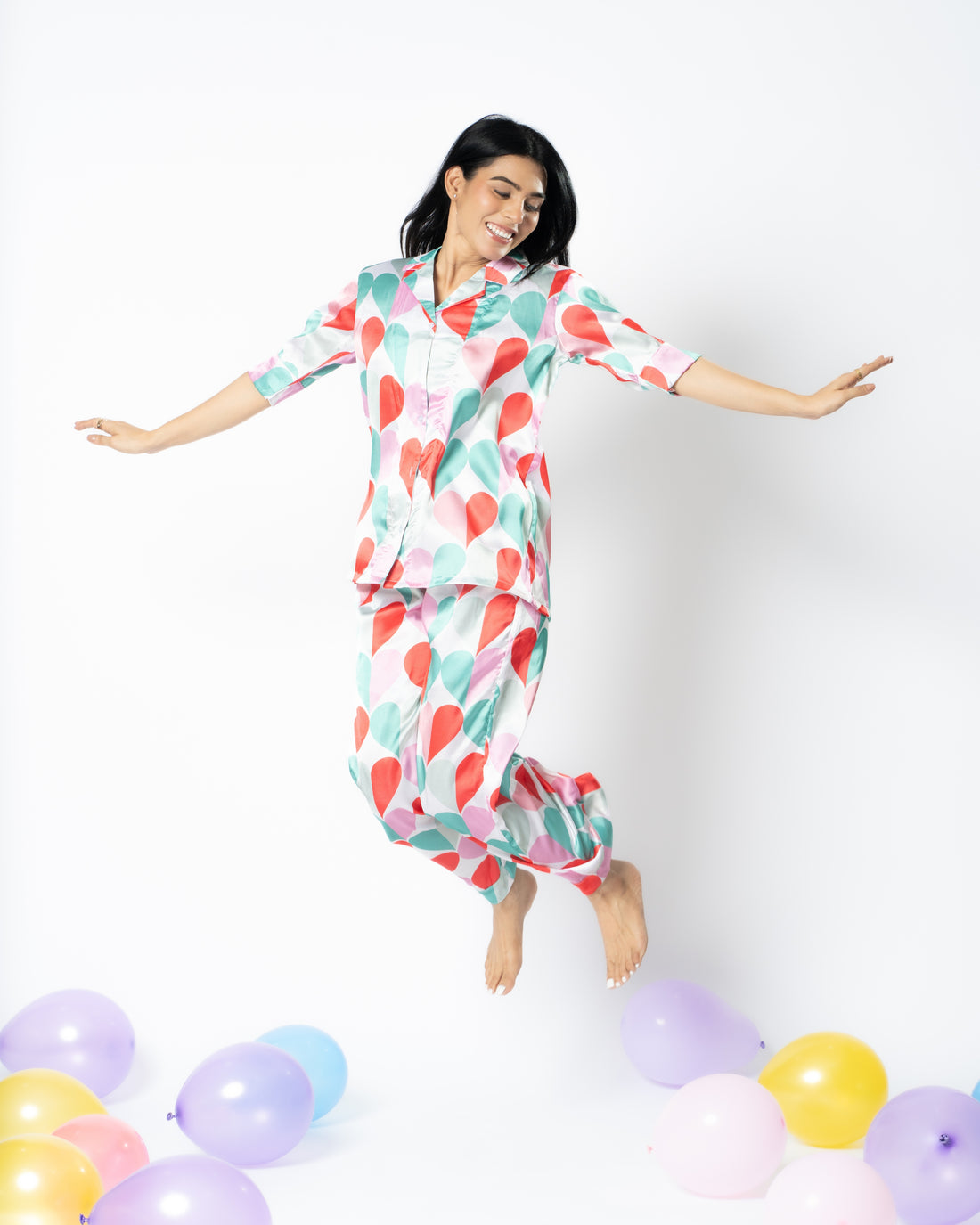 Heart's Delight Satin Women Nightwear Set