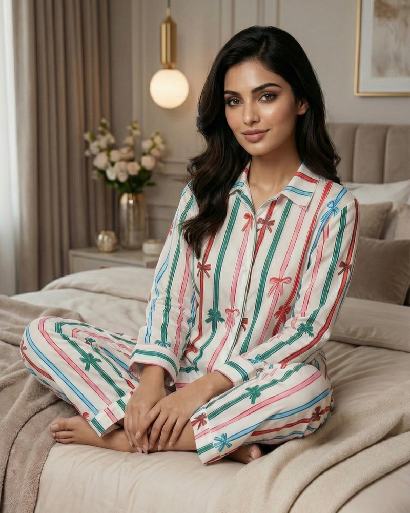 Load image into Gallery viewer, Bonbon Bows Women Nightwear Set
