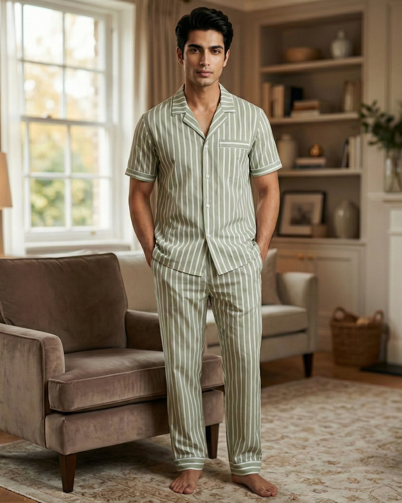 Load image into Gallery viewer, Cabana Stripe Men's Nightwear Set
