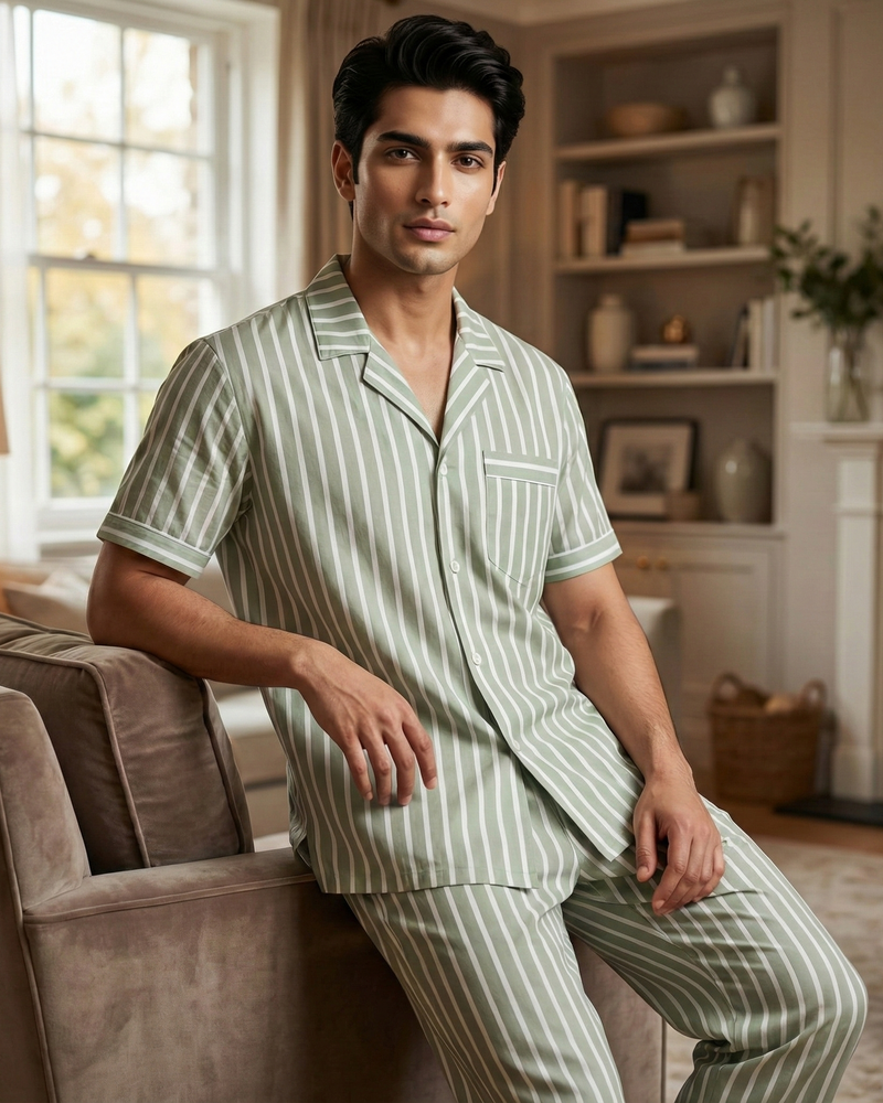 Load image into Gallery viewer, Cabana Stripe Men's Nightwear Set
