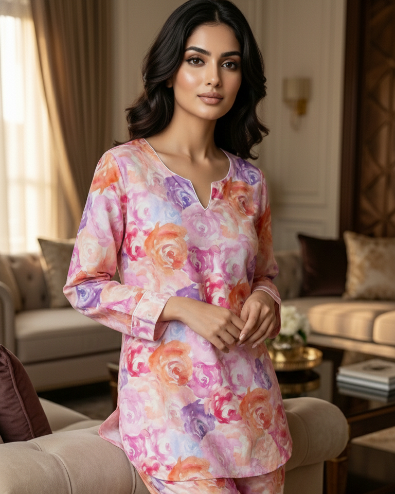 Canvas of Roses Women Nightwear Set