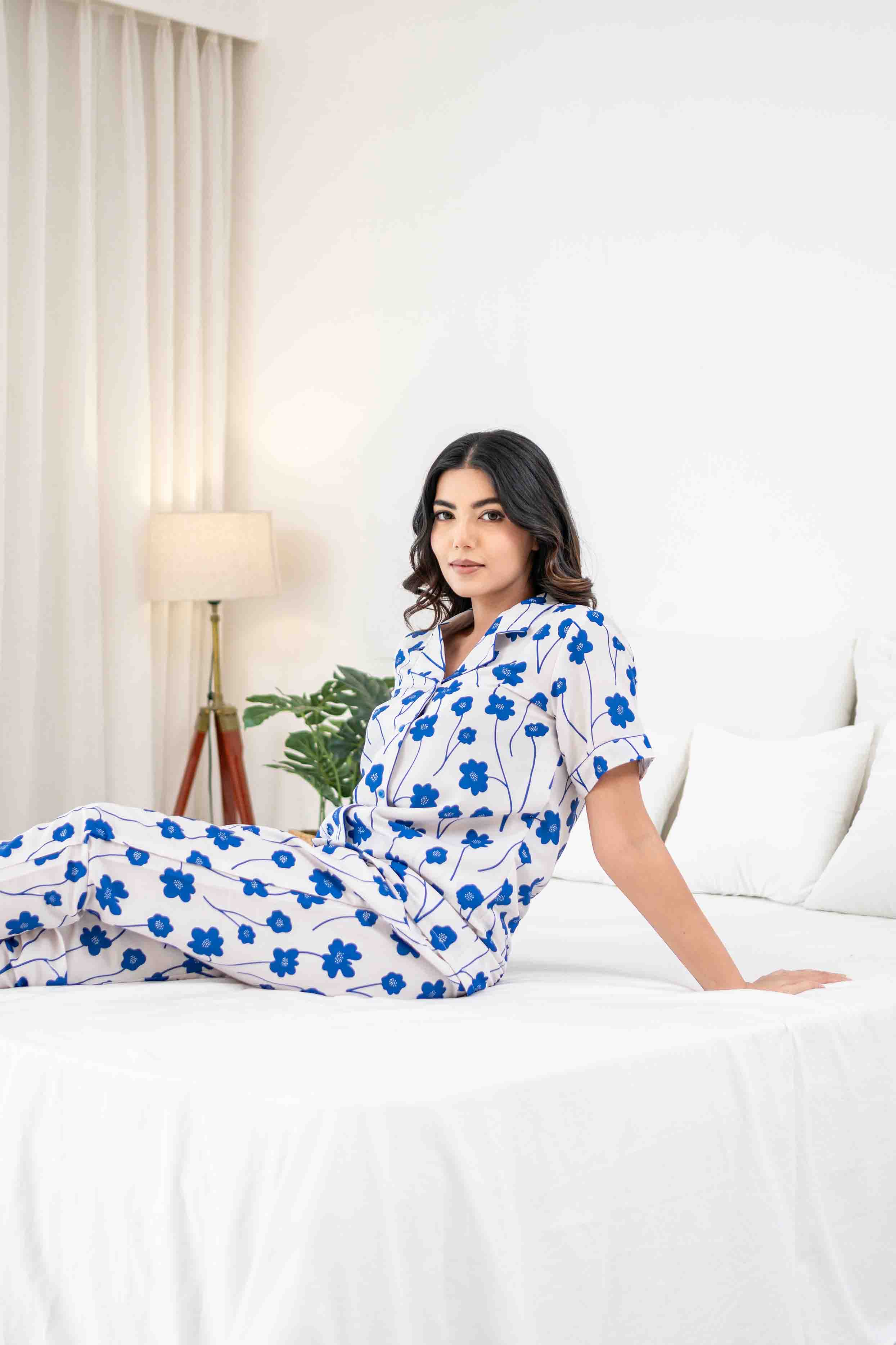 Blue Me Away Women Nightwear Set