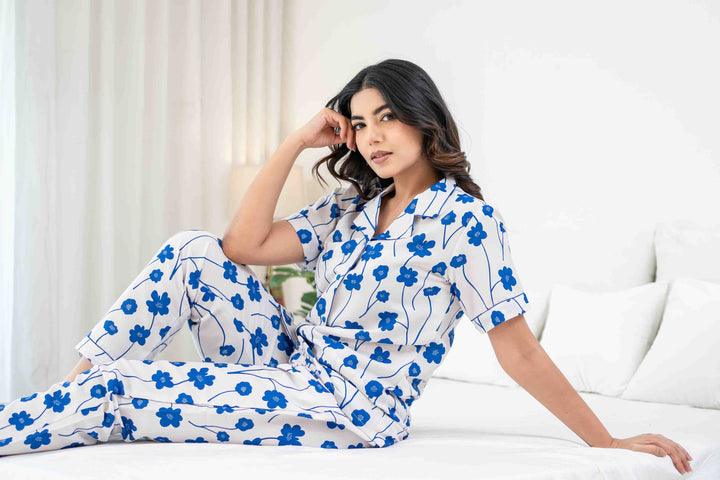 Blue Me Away Women Nightwear Set