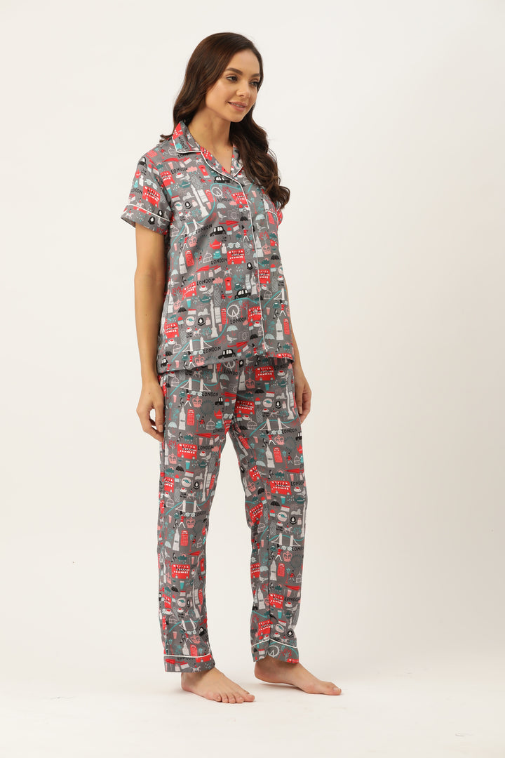 Hello London Women Nightwear Set