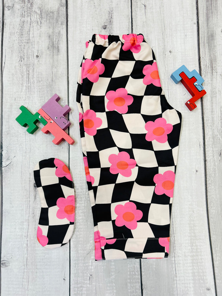 Load image into Gallery viewer, Black Checkered Kids Nightwear Set
