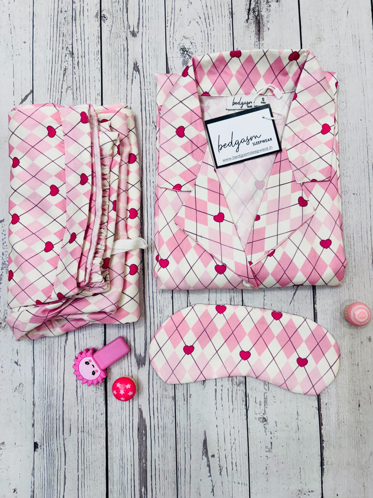 Load image into Gallery viewer, Gingham Heart Nightwear Set
