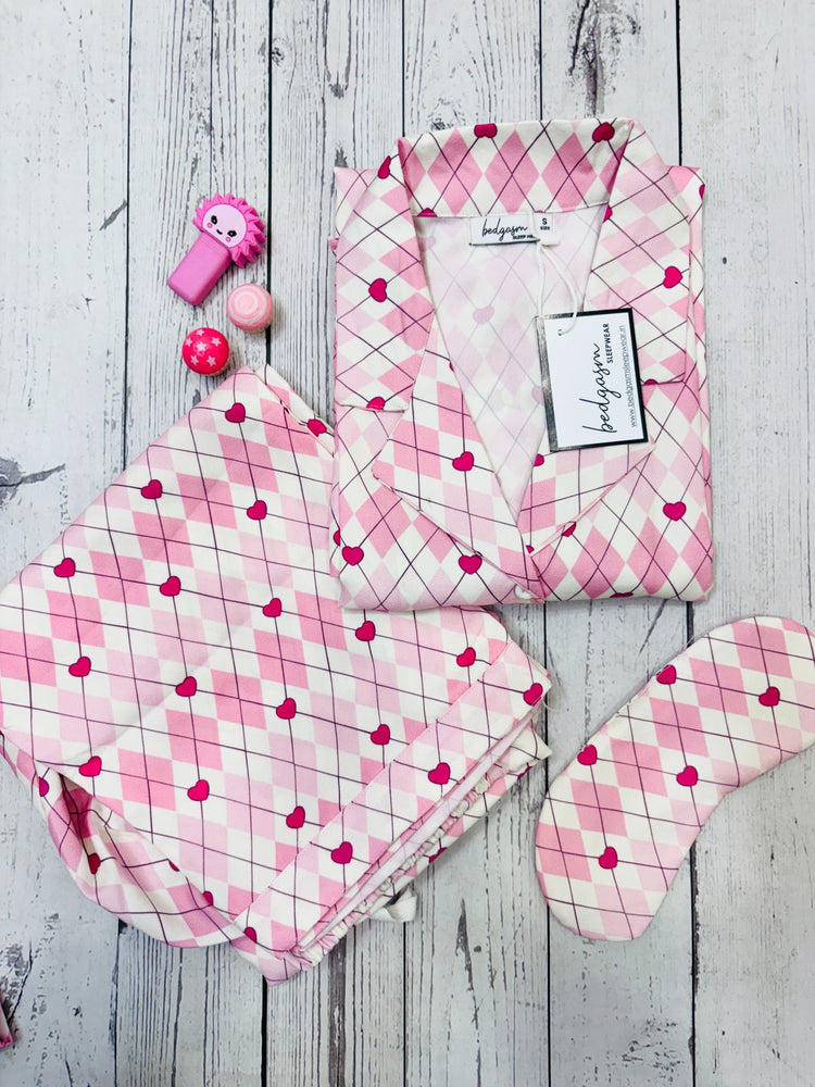 Load image into Gallery viewer, Gingham Heart Nightwear Set
