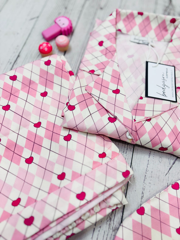 Load image into Gallery viewer, Gingham Heart Nightwear Set
