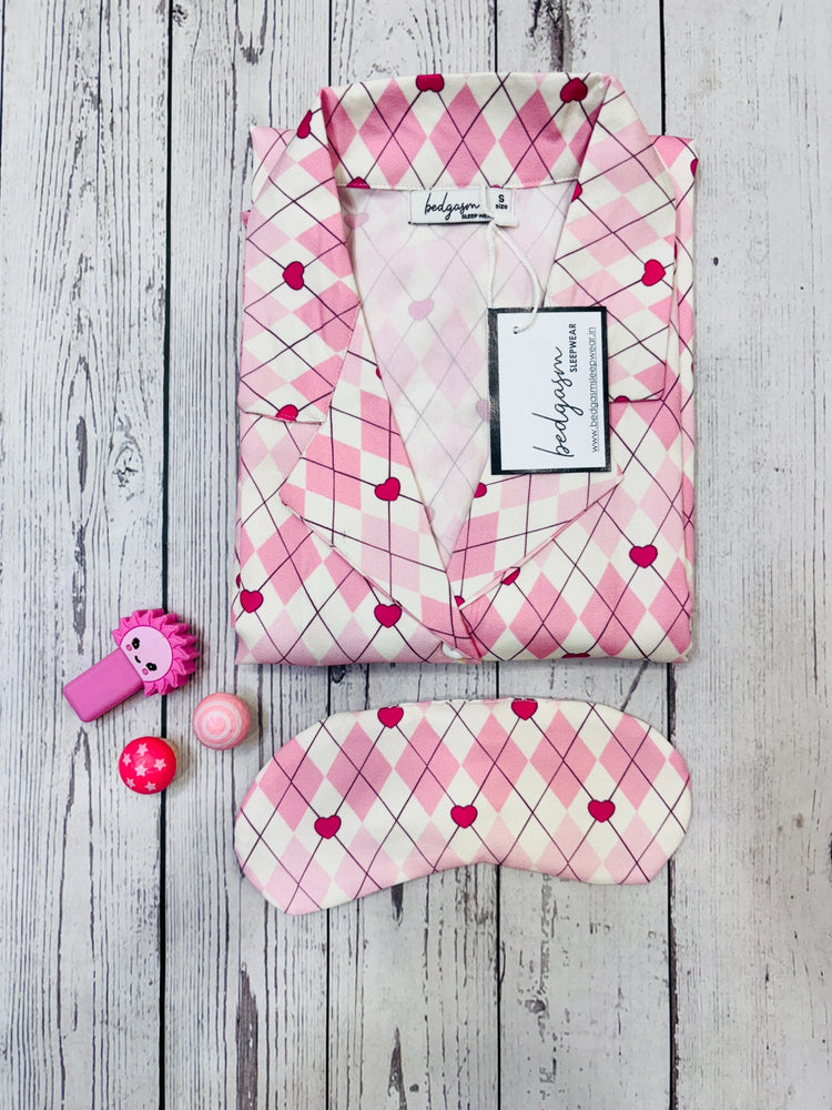 Load image into Gallery viewer, Gingham Heart Nightwear Set
