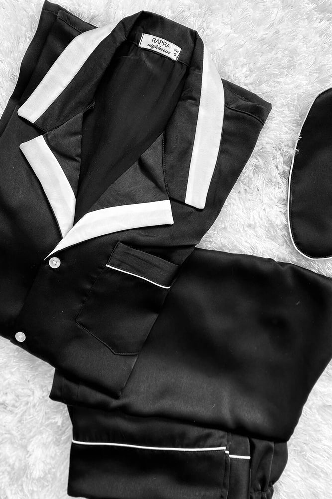 Monochrome Luxe Satin Men Nightwear Set