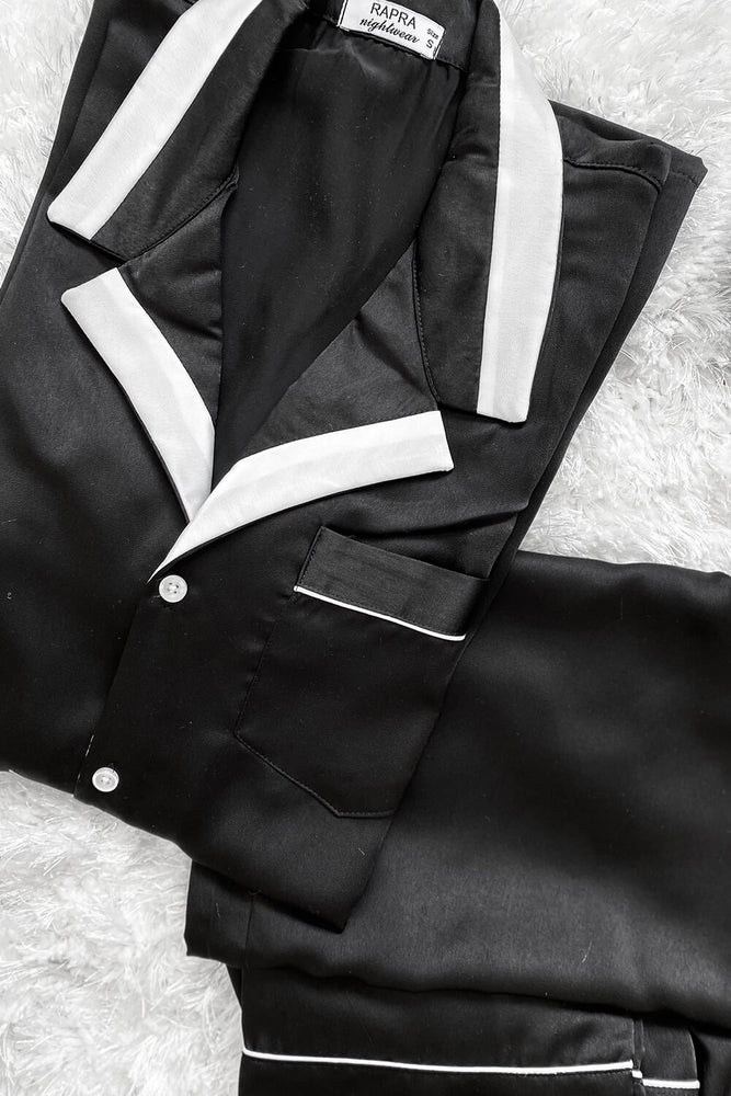 Load image into Gallery viewer, Monochrome Luxe Satin Men Nightwear Set
