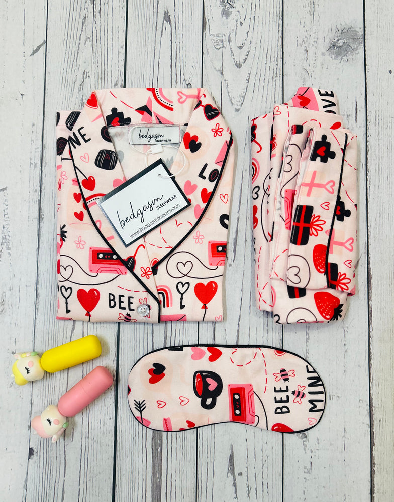 Load image into Gallery viewer, Bee Mine Pajama Set Nightwear Set
