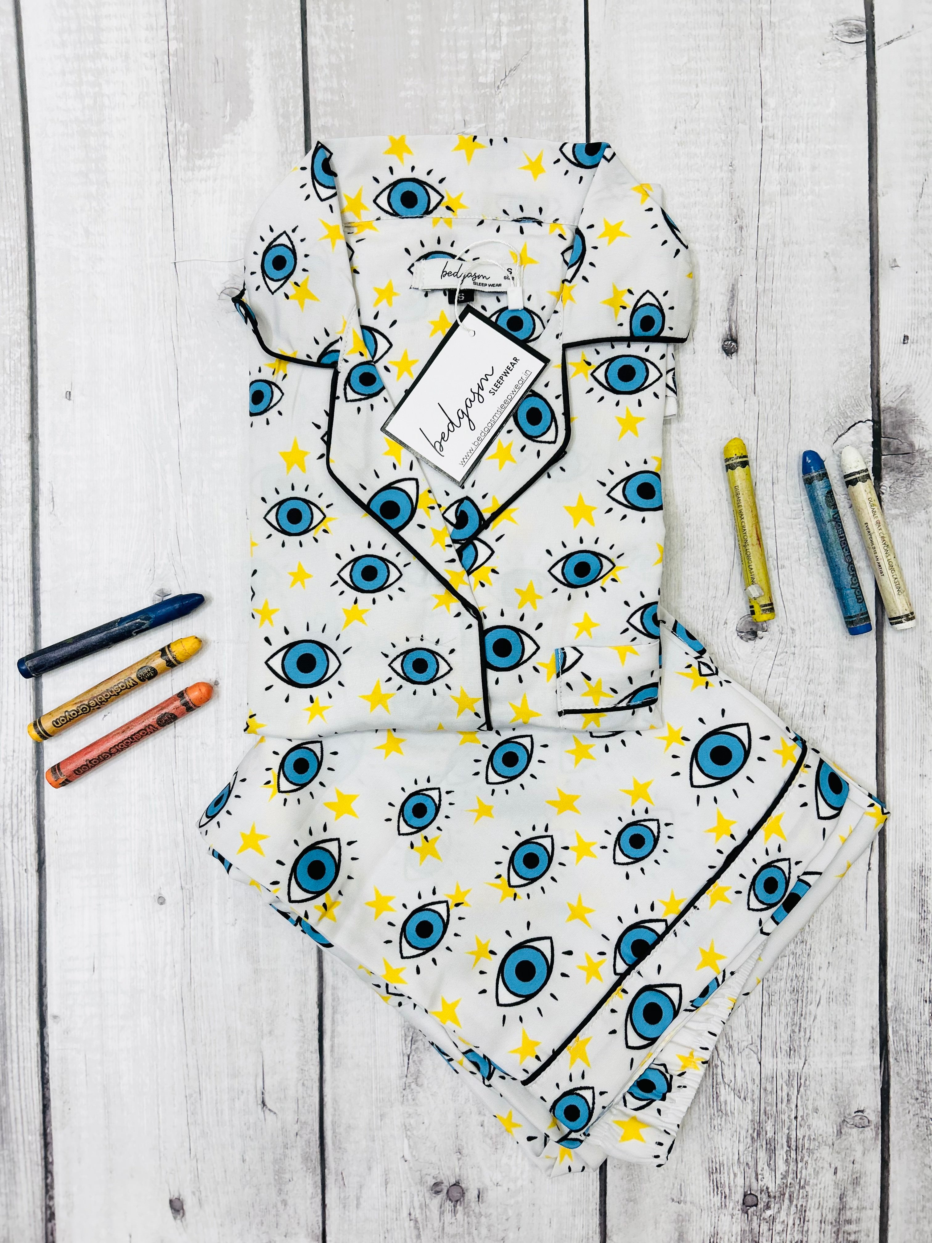Evil Eye in White Kids Nightwear Set