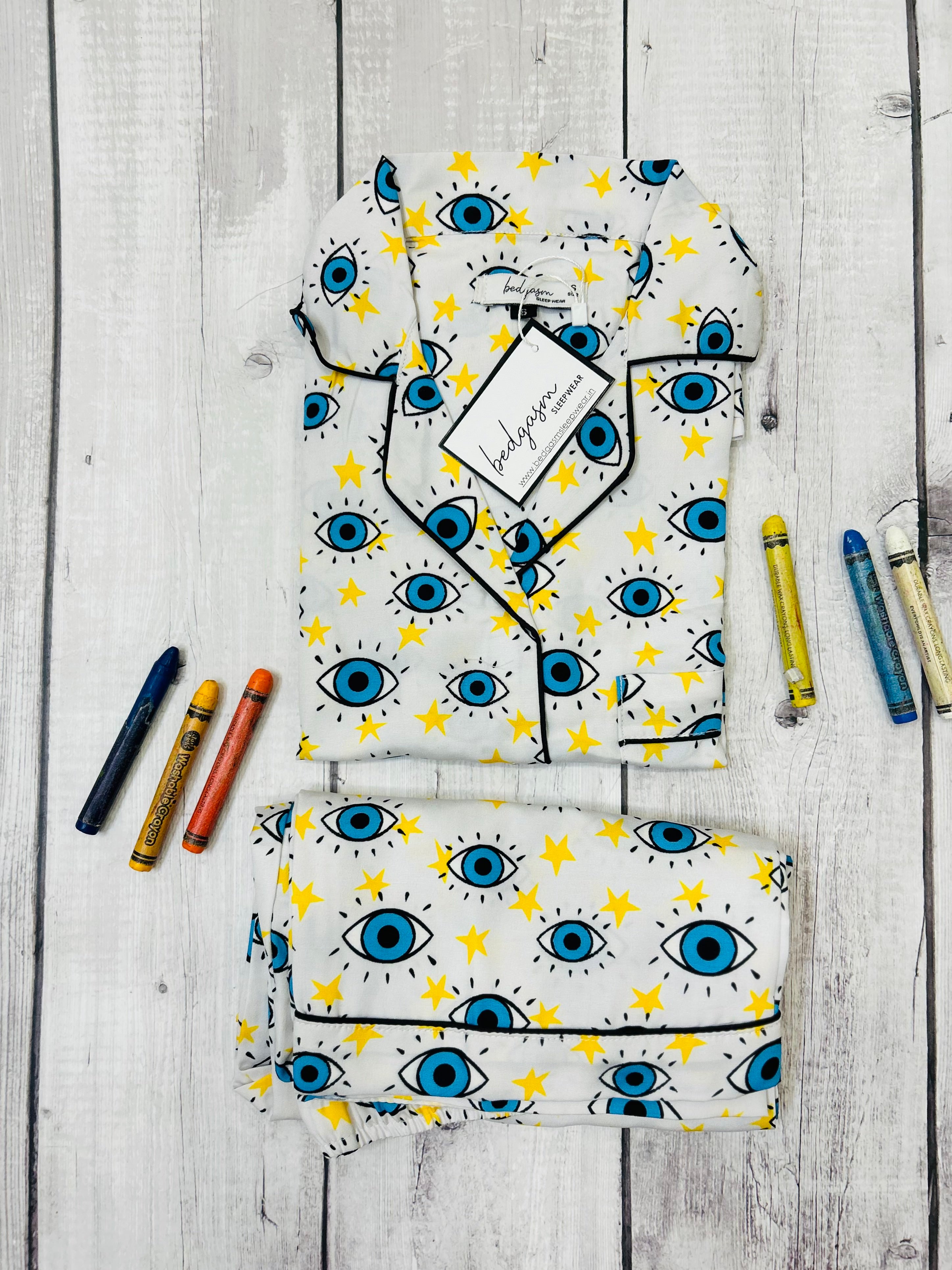 Evil Eye in White Kids Nightwear Set