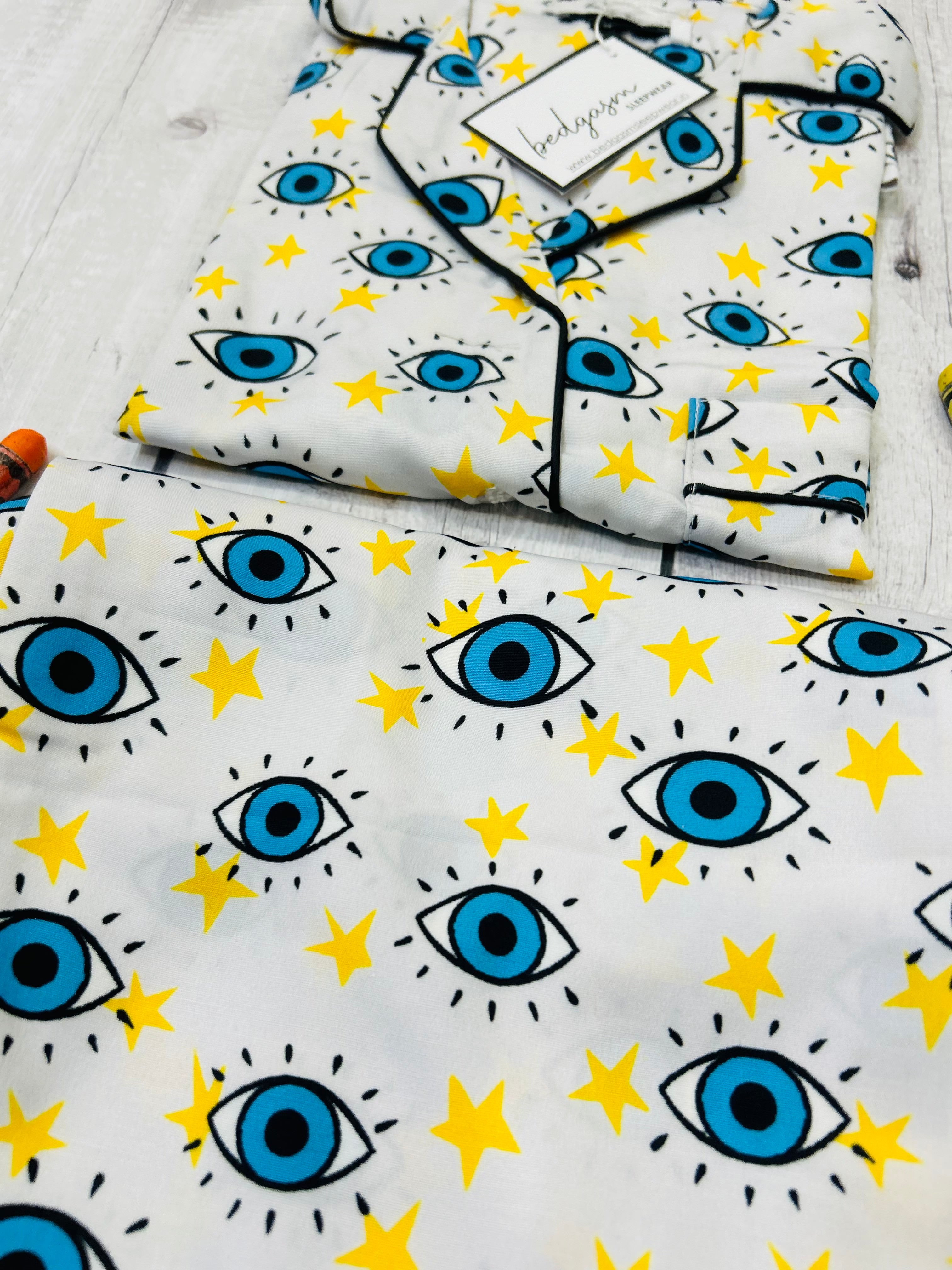 Evil Eye in White Kids Nightwear Set