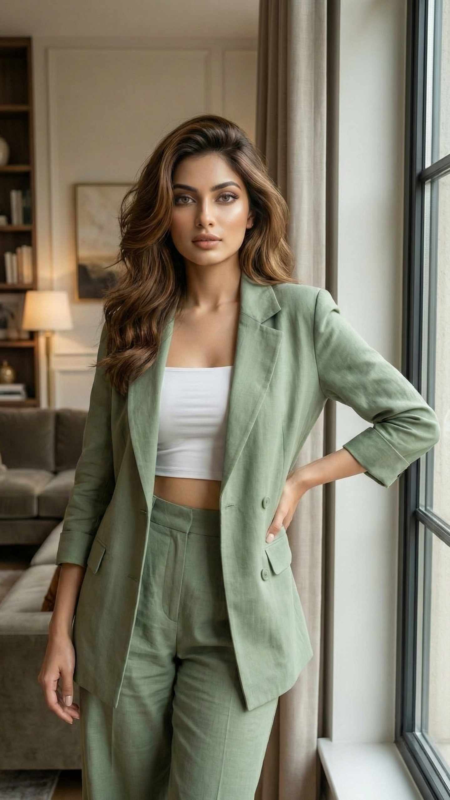 Olive Green Blazer Set