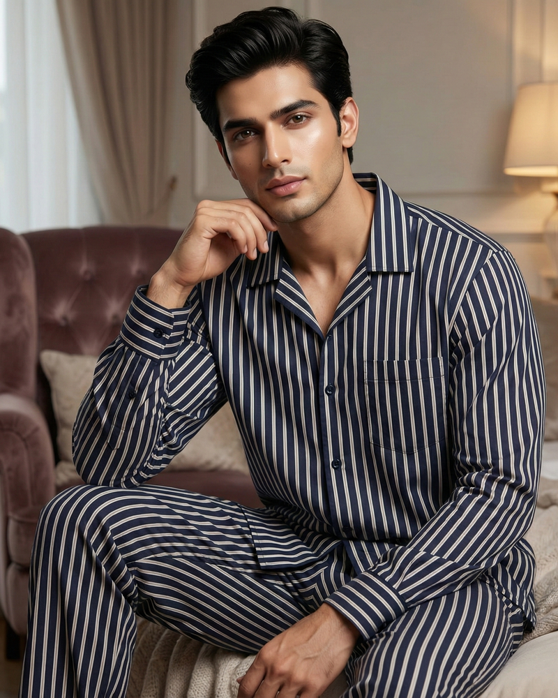 Load image into Gallery viewer, Oxford Stripe Men's Nightwear Set
