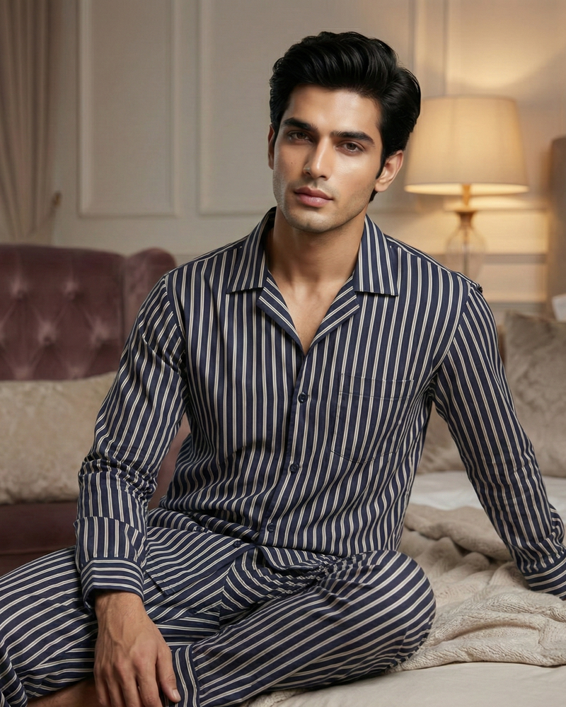 Load image into Gallery viewer, Oxford Stripe Men's Nightwear Set
