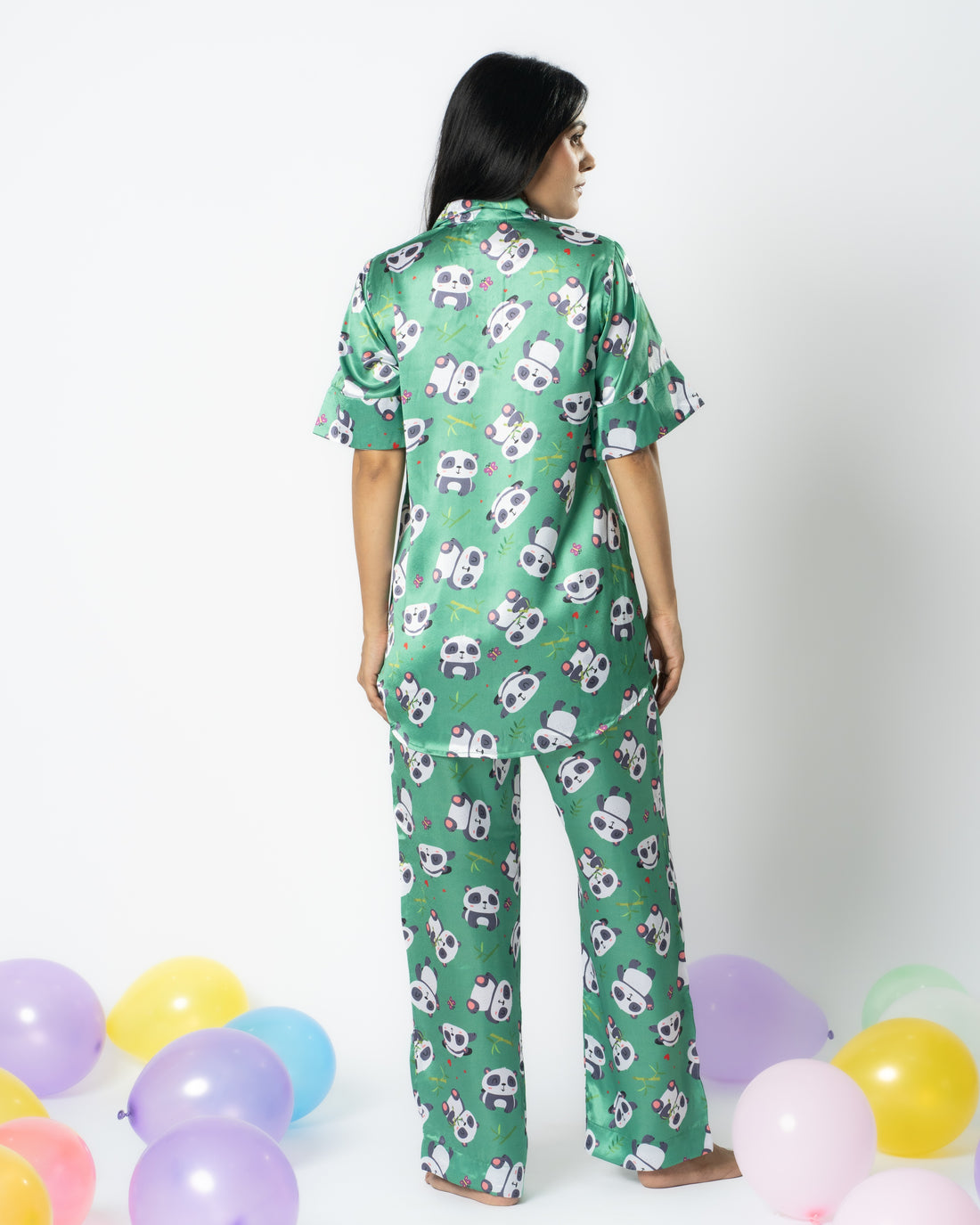 Wild Panda Satin Women Nightwear Set