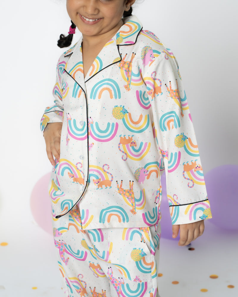 Load image into Gallery viewer, Rainbow Frolic Pajama set Nightwear Set

