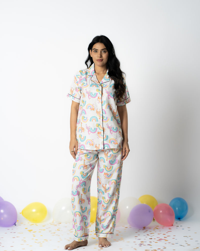 Load image into Gallery viewer, Rainbow Frolic Pajama set Nightwear Set
