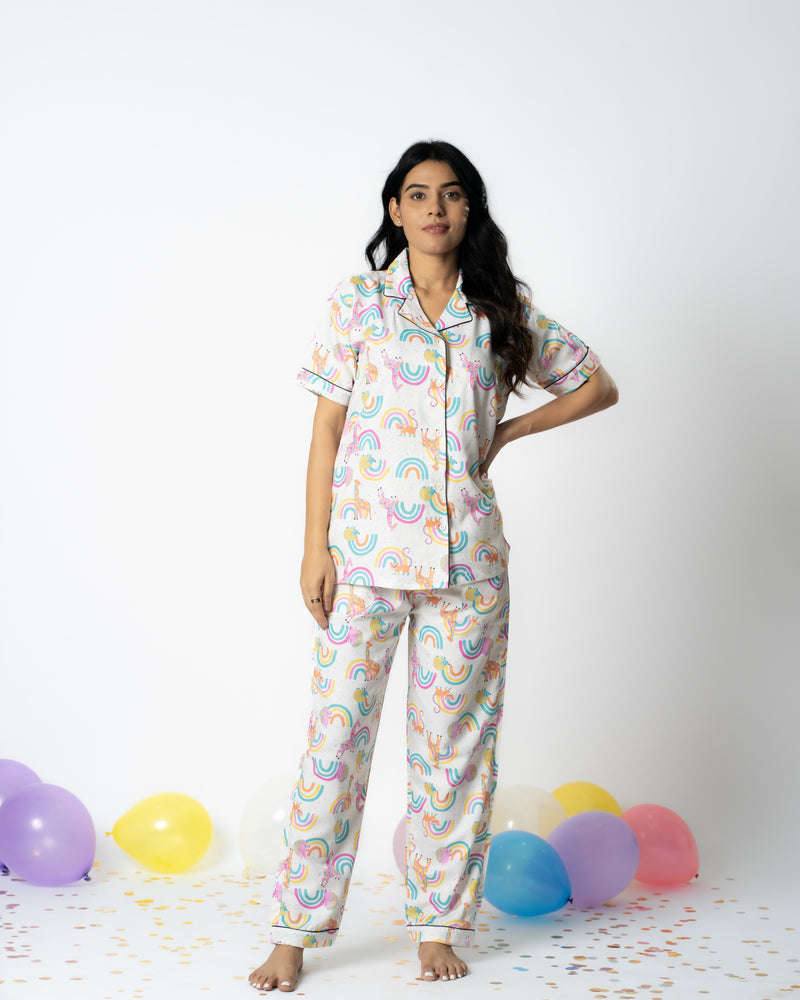 Load image into Gallery viewer, Rainbow Frolic Pajama set Nightwear Set
