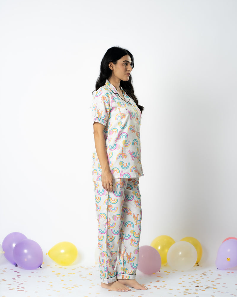 Load image into Gallery viewer, Rainbow Frolic Pajama set Nightwear Set
